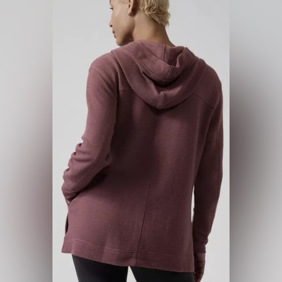 Athleta Coaster Luxe Waffle Hoodie Sweatshirt XS Tawny Rose - Picture 2 of 8